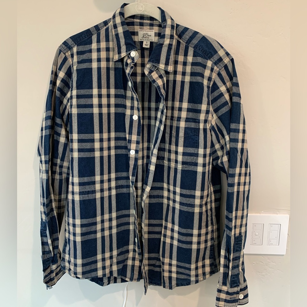 J Crew indigo dyed work shirt size s